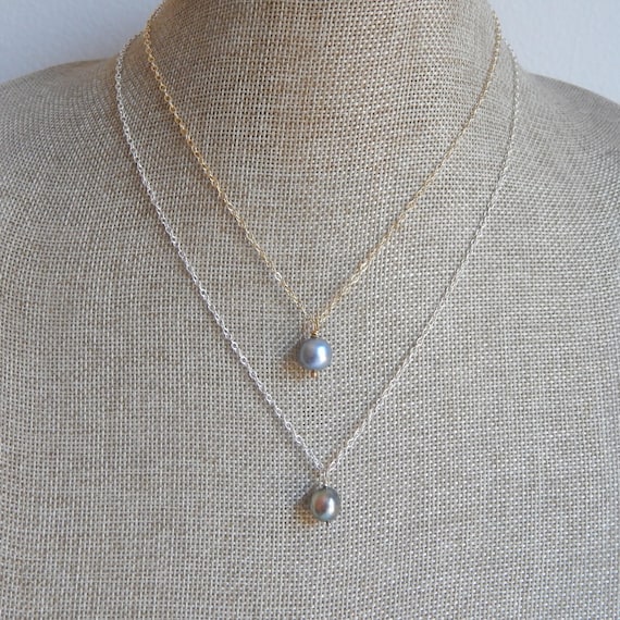Tahitian pearl necklace with gold filled chain, dainty pearl necklace, wedding jewelry, layering necklace
