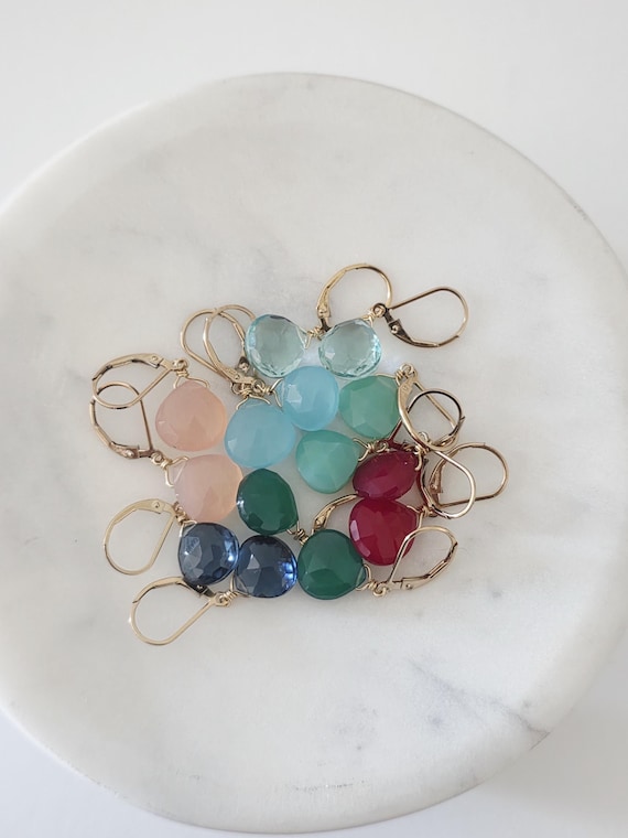 Quartz briolette dangle earrings, leverback earrings, boho jewelry, gift for her