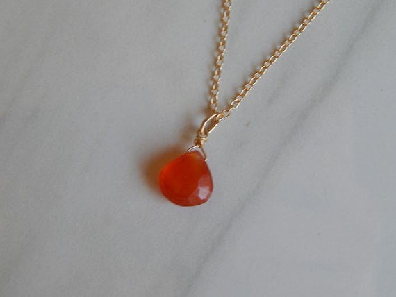 Carnelian briolette necklace, layering necklace, boho jewelry, dainty necklace