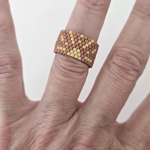 Peyote stitch seed bead ring, boho ring, gift for her, boho jewelry, cigar ring