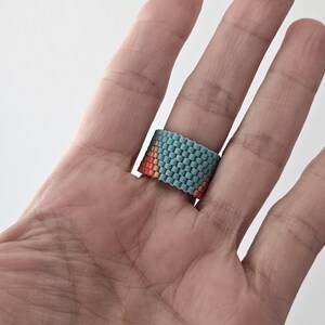 Peyote stitch seed bead ring, gift for her, boho jewelry, cigar ring image 8