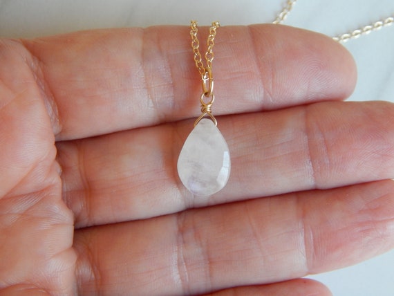 Moonstone briolette necklace, layering necklace, boho jewelry, dainty necklace