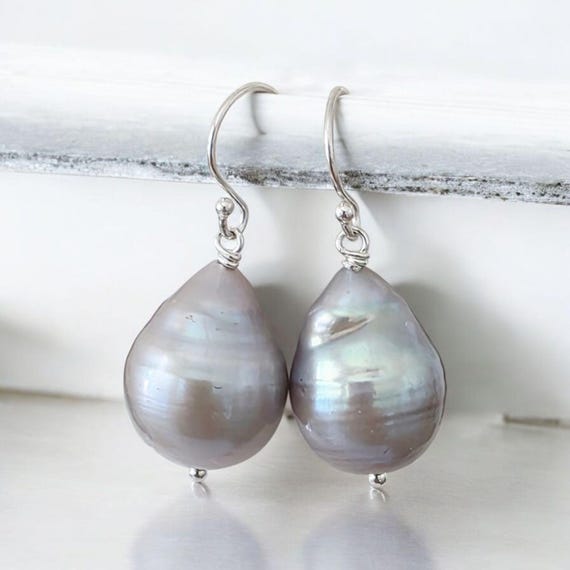 Gray pearl earrings, boho jewelry, summer jewelry