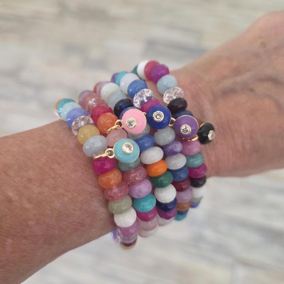Rainbow jade bracelet, summer jewelry, stacking bracelet