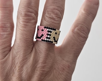 Peyote stitch seed bead ring, boho ring, gift for her, boho jewelry, cigar ring