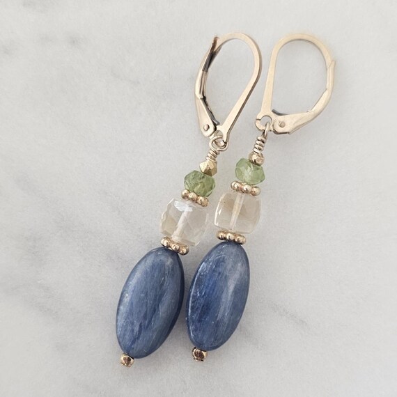 Kyanite and citrine dangle earrings, boho jewelry, gift for her, mothers day gift