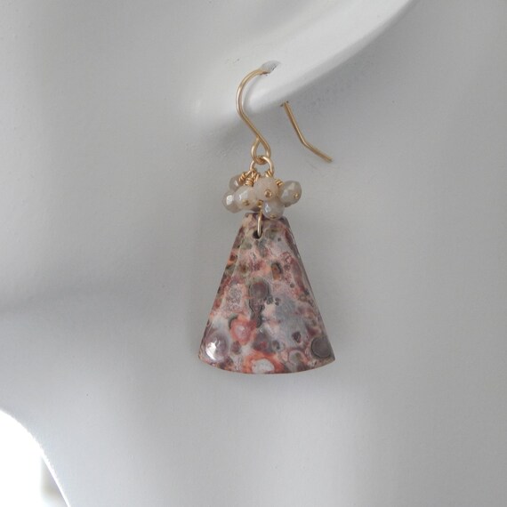 Ocean jasper and quartz cluster earrings, gold filled earwires, boho style jewelry