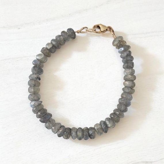 Faceted labradorite bracelet, stacking bracelet, neutral gray gold filled
