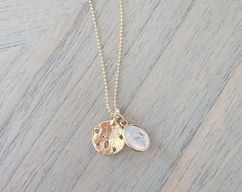 Multi charm gold filled necklace, beach boho, gift for her