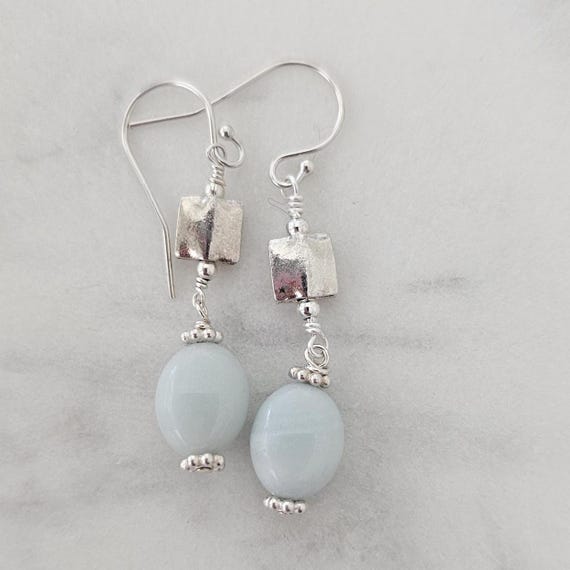 Amazonite and sterling silver earrings, beach boho earrings, summer jewelry