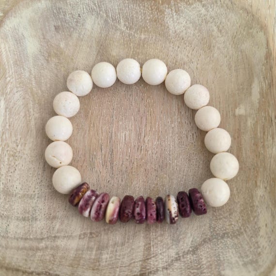 White sponge coral with spiney oyster beads, summer jewelry