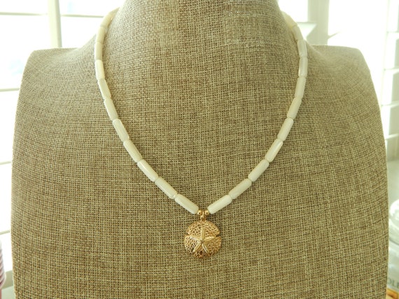 Mother of pearl necklace with sand dollar pendant, beach jewelry, beach jewelry
