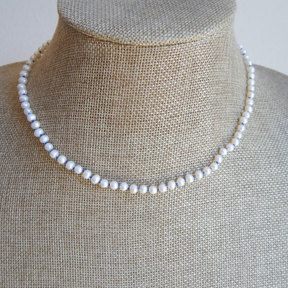 READY TO SHIP Dainty hand knotted freshwater pearl necklace, gift for her, wedding jewelry
