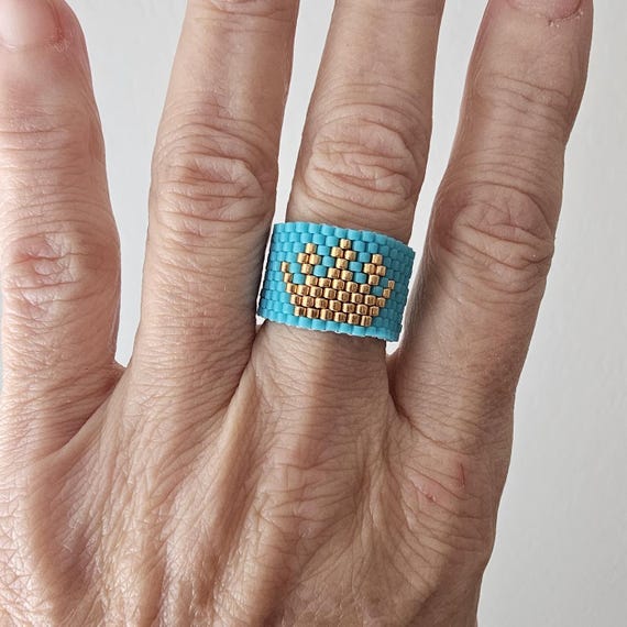 Peyote stitch seed bead ring, boho ring, gift for her, boho jewelry, cigar ring