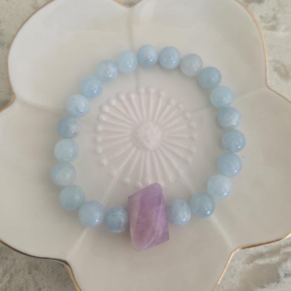 Aquamarine bracelet with a nugget gemstone, statement bracelet