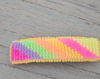 Bead loom hair clip, french clip, boho accessory, neon colors