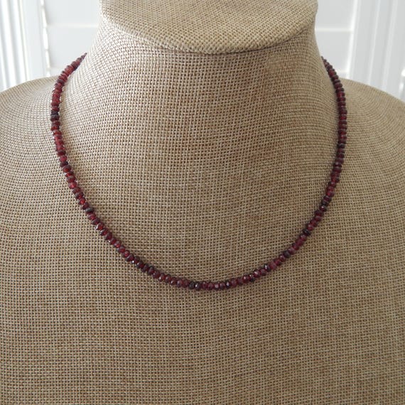 Faceted garnet gemstone necklace necklace with 14kt gold filled clasp, statement jewelry, january birthstone, gift for her
