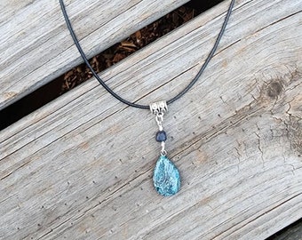 Blue Apatite Crystal Pendant For Woman Boho Necklace For Man Crystal Healing Gift For Friend Chakra Stone Necklace For Yoga and Meditation