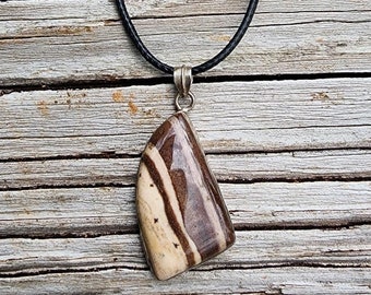 Zebra Jasper Necklace Gift For Friend Stone Pendant For Man Root Chakra Necklace For Woman Boho Crystal Stone Brown Pendant Boho