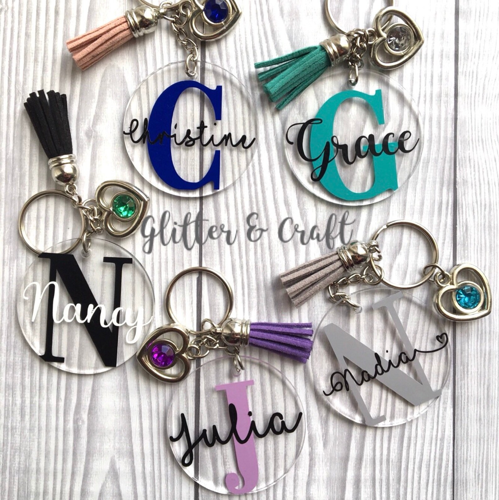 Personalized round Acrylic Keychains with vinyl decals Etsy