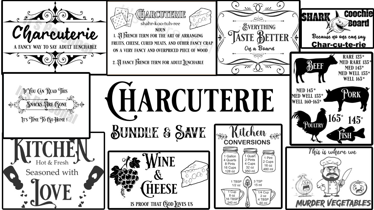Charcuterie Bundle Svg For Cutting Boards, Charcuterie Board Svg, Cheese Board Sayings, ,Kitchen Svg Bundle, Chopping Board Svg, Food Tray,