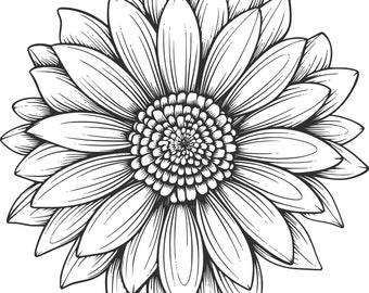 Girasol SVG, SVG floral, Clipart de girasol para grabado láser o Cricut SVG, PNG, DXF