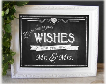 Printable Vintage Wedding WISHES sign 3 sizes available | Etsy
