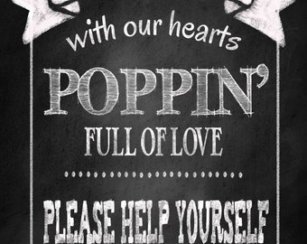 Popcorn Wedding Sign in Chalkboard style design- INSTANTLY DOWNLOADABLE and Printable file