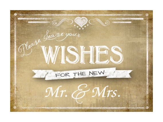 Printable Vintage Wedding WISHES Sign 3 Sizes Available | Etsy