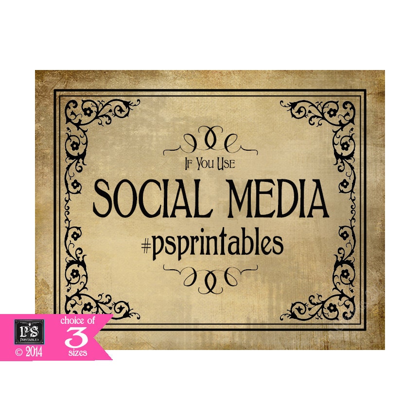 Printable Wedding Social Media sign 5x7 8x10 or 11 x 14 | Etsy
