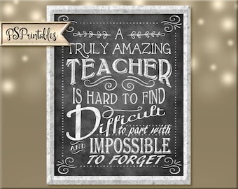 teacher appreciation - DIY digital instant download - chalkboard teacher - teacher gift - teacher thank you - teacher card - amazing teacher