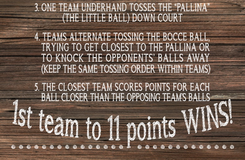 BOCCE BALL sign up and rules sign set in wood design-yard ...