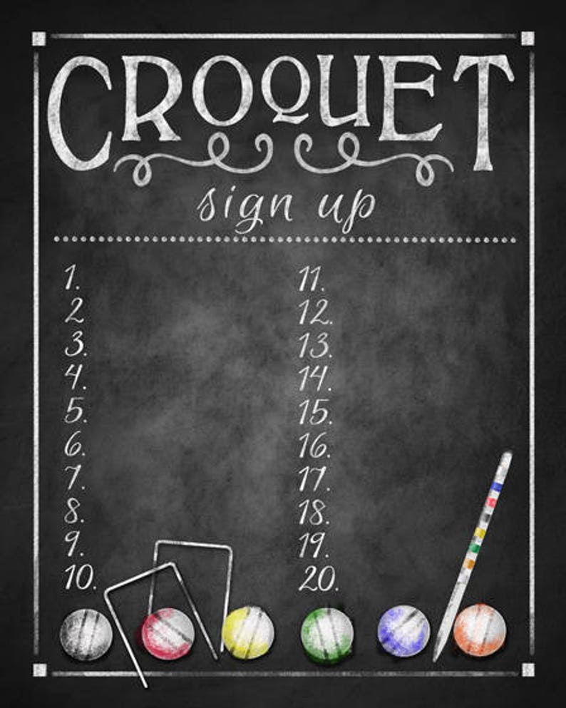 Yard Games for Weddings Sign PRINTABLE yard games poster, Croquet Game Sign, Backyard BBQ games, Croquet Game image 10