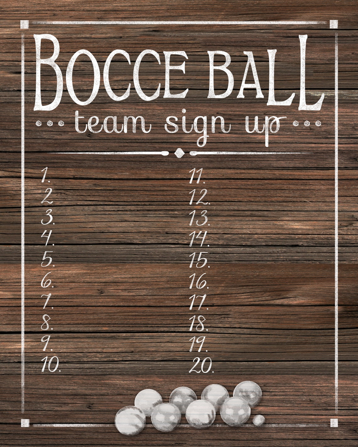BOCCE BALL Sign up and Rules Sign Set in Wood Designyard Etsy
