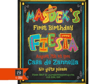 Printable Fiesta Invitation for Party -  chalkboard style - Fiesta style invite - Birthday or Cinco De Mayo Decoration - Download Diy poster