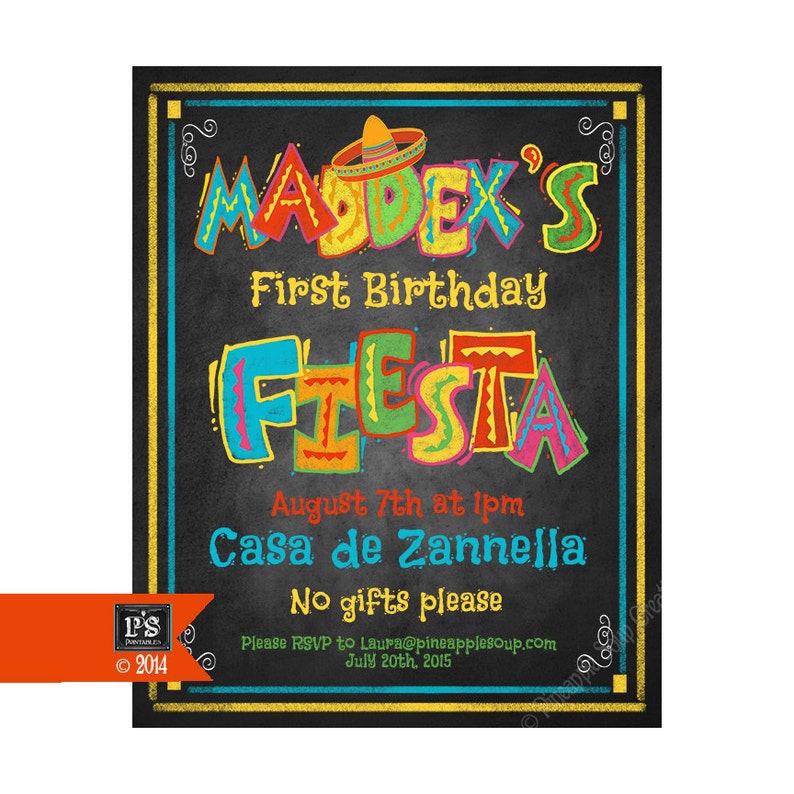 Printable Fiesta Invitation for Party Chalkboard Style - Etsy