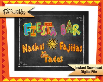 DIY Fiesta Sign, Printable Fiesta Sign, Mexican Party Decor, Fiesta decor, wedding fiesta, fiesta birthday, cinco de mayo, Fiesta food signs