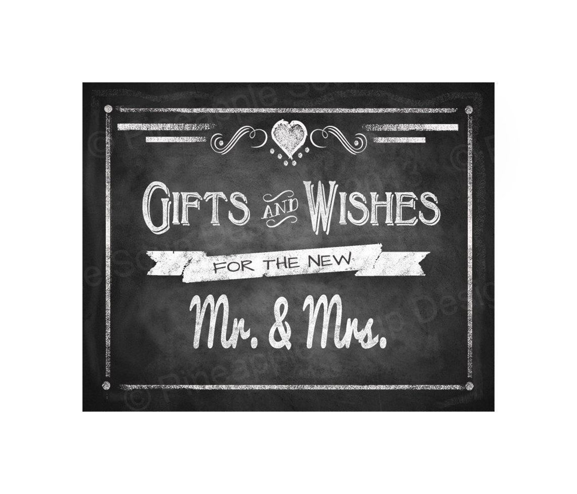 Printable Wedding Chalkboard GIFTS & WISHES for Mr and Mrs Etsy