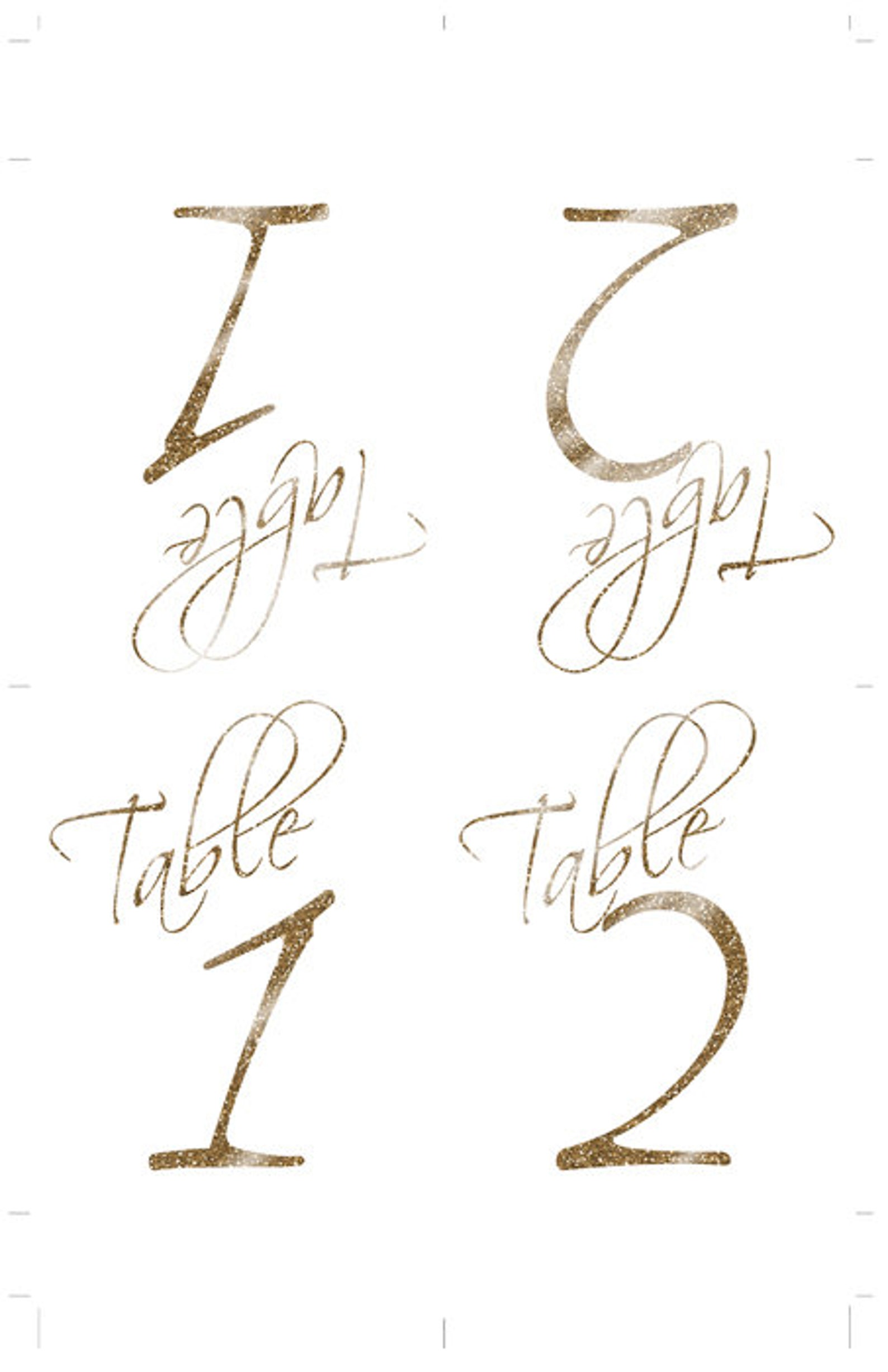 PRINTABLE Tented Table Numbers 1-12 White With Faux Gold | Etsy