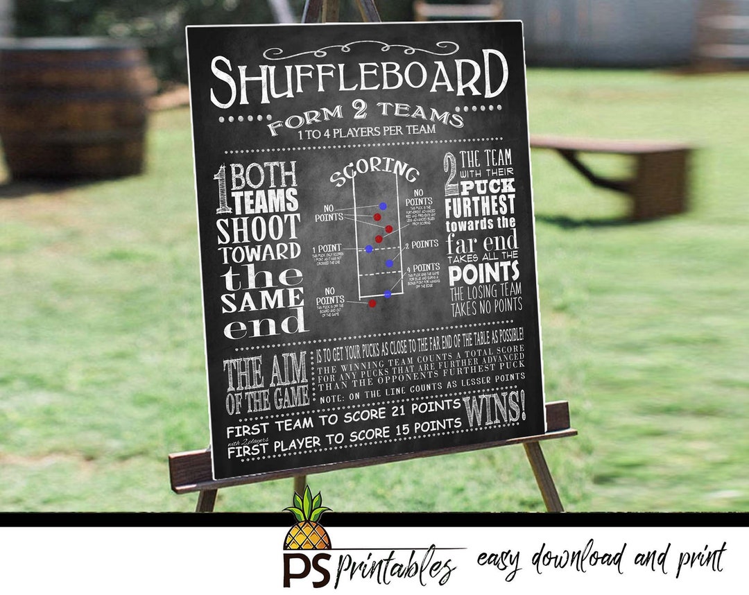 SHUFFLEBOARD Rule Sign Yard Games Instant Download Printable File