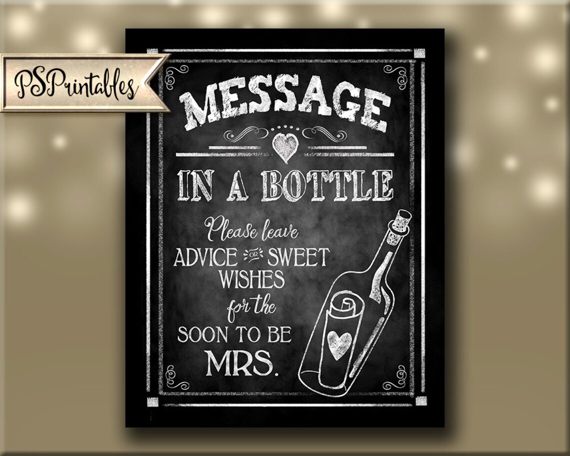 Engagement Party Chalkboard Printable Advice Sign Message in Etsy