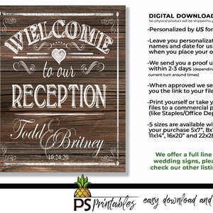 Welcome to Our Reception Sign PRINTABLE Wedding Signage - Etsy