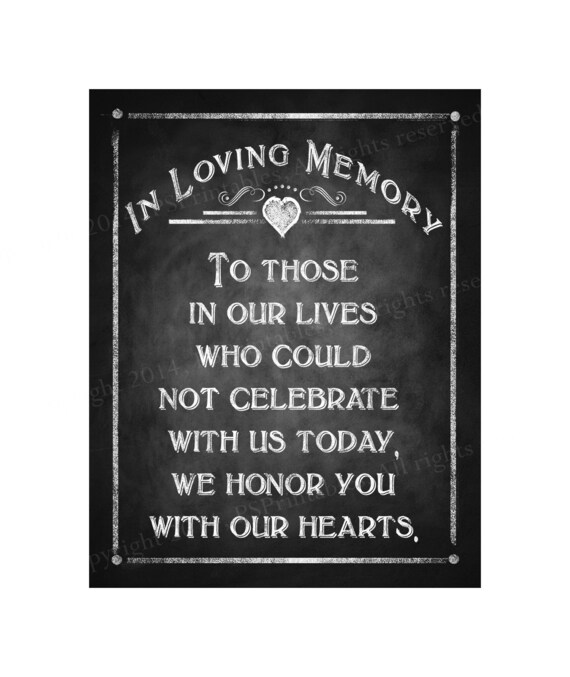In Loving Memory chalkboard style sign for your wedding Etsy