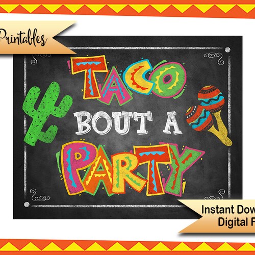 Printable NACHO BAR Sign Taco Party Sign Birthday Fiesta - Etsy