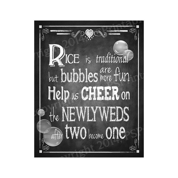 Bubble Send Off Chalkboard style PRINTABLE DIY Wedding sign - immediately available via download - Rustic Collection - Wedding Signage