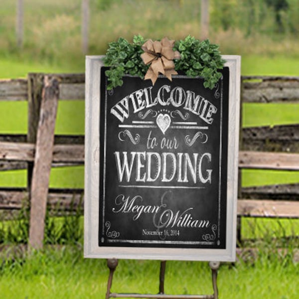 Personalized Welcome to our Wedding Printable File | Printable Wedding Sign, DIY Wedding Welcome Signage, Rustic Wedding, Chalkboard Sign