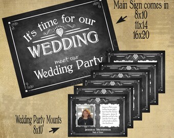 Wedding Party Introduction Set - Bridal Party Photo set - wedding scrapbook set - Chalkboard Signs DIY Printable File