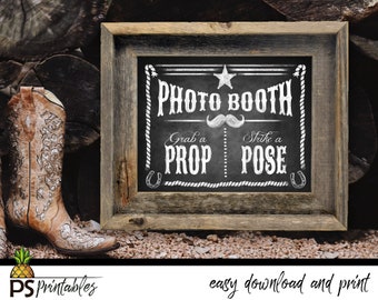 Western Photo booth Sign | PRINTABLE Wild West Party Decor, DIY Western Chalkboard Photo Booth Sign, Printable Party DecorationsParty Decor