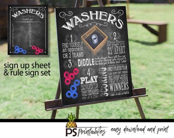 yard games - WASHERS yard game sign - bbq yard games - WASHERS game  - yard game sign - printable yard sign - washers game sign - DIY signs