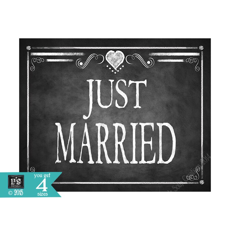 Printable JUST MARRIED Sign Instant Download Digital File - Etsy